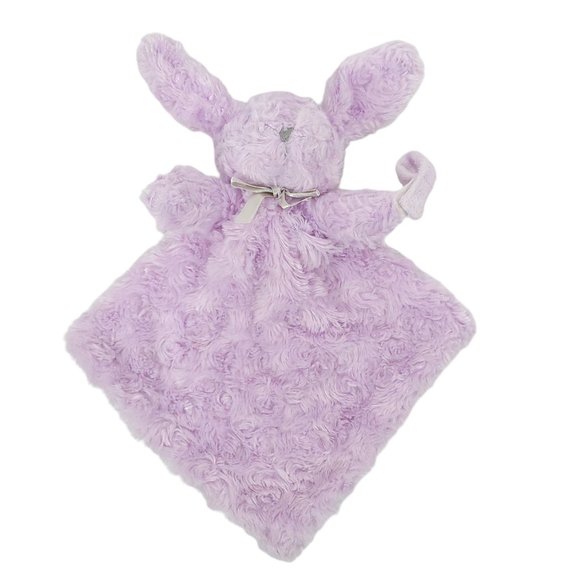Blankets And Beyond Lovey Security Blanket Plush Bunny Purple Violet Bow 12 x 14 - Picture 1 of 8